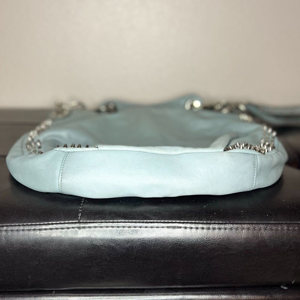 Rebecca Minkoff Studded Satchel Bag Shoulder Purse Bright Light Blue​​​ - Picture 3 of 12
